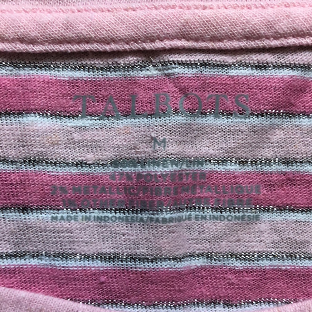 EUC Talbots linen striped top with tie detailing Size M - Picture 2 of 3